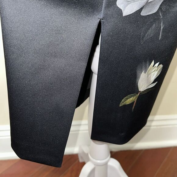 Ted Baker 5/14 Opal Alithea Black Floral V Neck Long Sleeve Bodycon Midi Dress - Picture 9 of 13